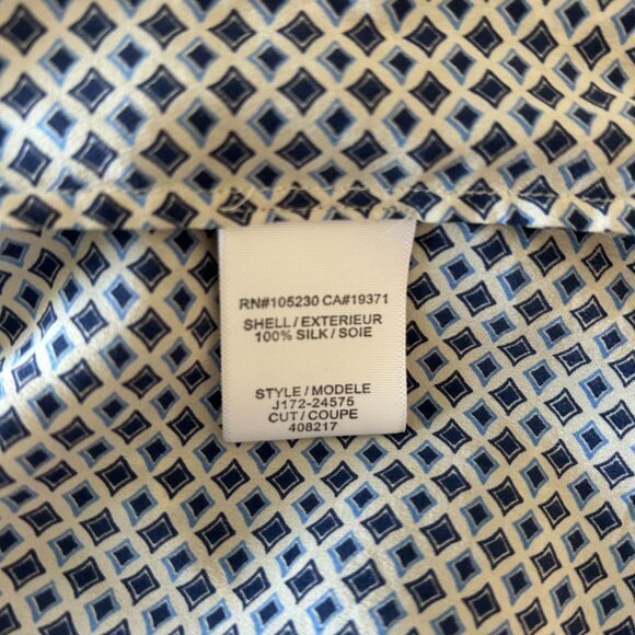 Joie 100% Silk Blouse Large Blue, Navy, White - Picture 4 of 7